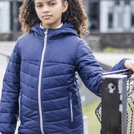RG325 TRA036 Regatta Kids Loftlite Hooded Baffle Jacket image 1